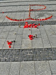 Image showing Candles on Uprising memorial in Warsaw