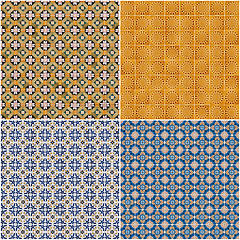 Image showing Set of four ceramic tiles patterns