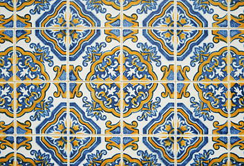 Image showing Traditional Portuguese glazed tiles