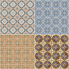 Image showing Set of four ceramic tiles patterns