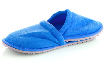 Image showing A pair of blue slippers