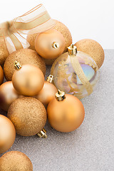 Image showing Golden christmas balls