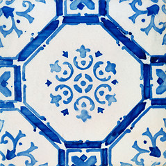 Image showing Traditional Portuguese glazed tiles