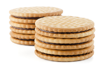 Image showing Sandwich biscuits with chocolate filling