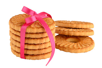 Image showing Festive wrapped rings biscuits