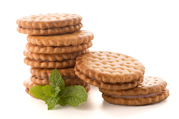 Image showing Sandwich biscuits with vanilla filling