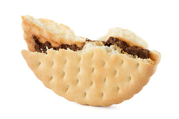 Image showing Half sandwich biscuit with chocolate filling