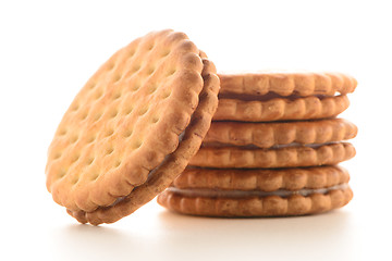 Image showing Sandwich biscuits with vanilla filling