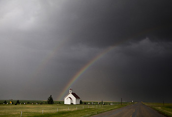 Image showing Storm Clouds Saskatchewan Rainbow