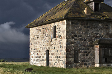 Image showing Storm Clouds Prairie Sky Stone House