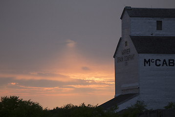 Image showing Wooden Grain Elevator sunset