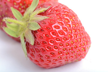 Image showing fresh strawberries close up isolated on a white background