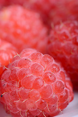 Image showing Fresh sweet raspberries close up.