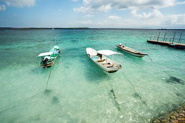 Image showing Small boats on nusa penida beach, Bali Indonesia