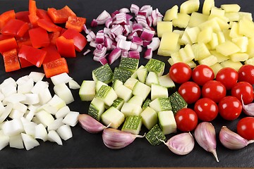 Image showing Diced vegetables.