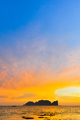 Image showing Phi-Phi Lee island in colorful romantic sunset.