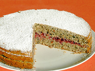 Image showing Buckwheat cake with cranberry marmalade