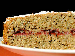 Image showing Buckwheat cake with cranberry marmalade