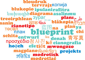 Image showing Blueprint multilanguage wordcloud background concept