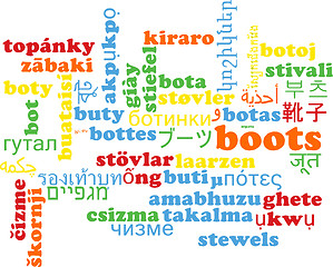 Image showing Boots multilanguage wordcloud background concept