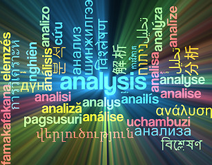 Image showing Analysis multilanguage wordcloud background concept glowing