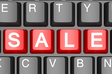 Image showing Red sale button on modern computer keyboard