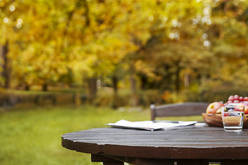Image showing Autumn Garden Table Background