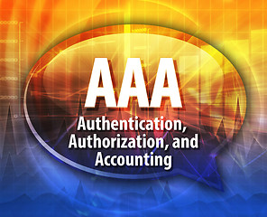 Image showing AAA acronym definition speech bubble illustration