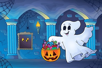 Image showing Halloween ghost in haunted castle