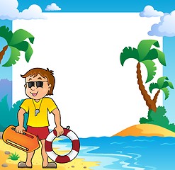 Image showing Beach theme frame with life guard