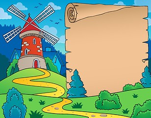 Image showing Windmill and parchment theme image