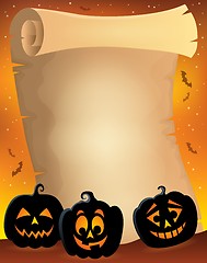 Image showing Parchment with pumpkin silhouettes 2