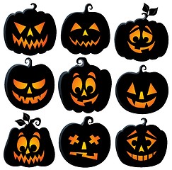 Image showing Pumpkin silhouettes theme set 2