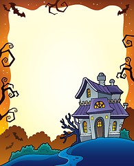 Image showing Halloween frame with haunted house 1