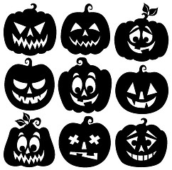 Image showing Pumpkin silhouettes theme set 1