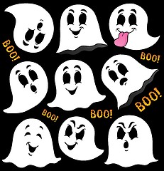 Image showing Various ghosts on black background