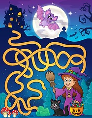 Image showing Maze 7 with cute witch and cat