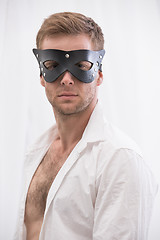 Image showing Handsome guy in the BDSM leather mask 