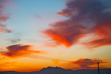 Image showing mountain in morocco africa   current  red sunrise