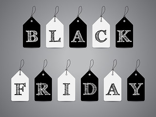 Image showing Black and white labels with Black Friday text