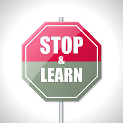 Image showing Stop and learn bicolor traffic sign