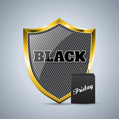 Image showing Black friday advertising background design with shield badge and