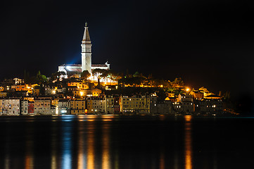 Image showing Rovinj sea side town at night, Croatia