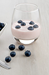 Image showing Yogurt with fresh blueberries