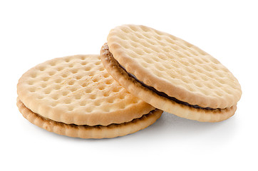 Image showing Sandwich biscuits with chocolate filling