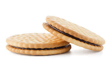 Image showing Sandwich biscuits with chocolate filling