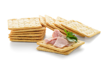 Image showing Crackers with Ham