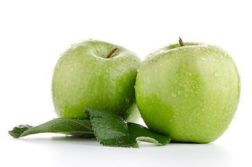 Image showing Two fresh green apples