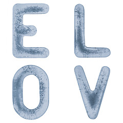 Image showing Letters L, O, V and E in ice