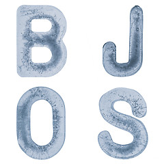 Image showing Letters J, O, B and S in ice